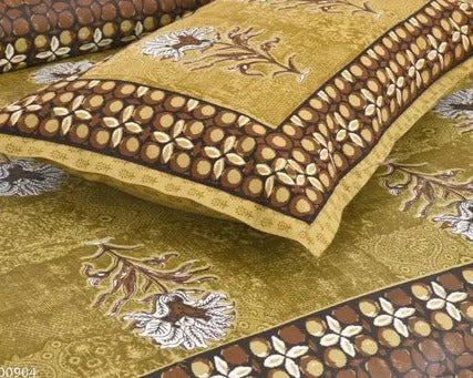 Decorative pillow with floral patterns on a matching fabric background